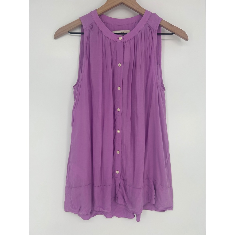 "NWT" Ann Taylor Loft Women's Purple Sleeveless Button Front Blouse- Size‎ XS